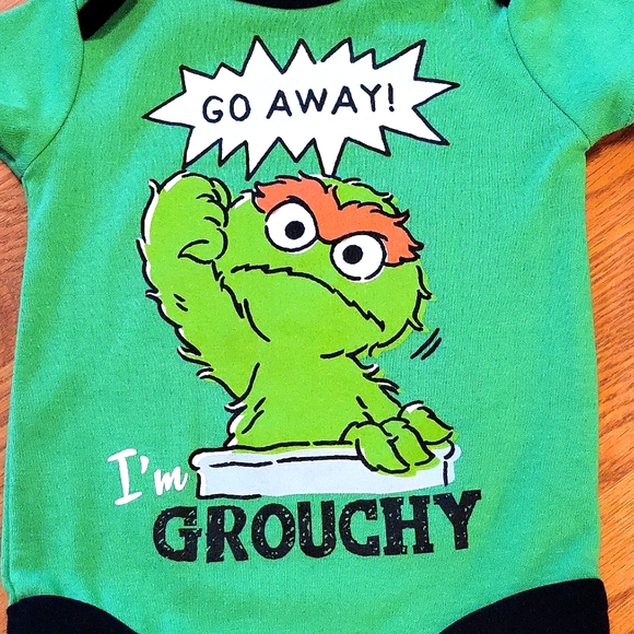 Sesame Street Oscar the Grouch green onesie/bodysuit - Picture 4 of 4